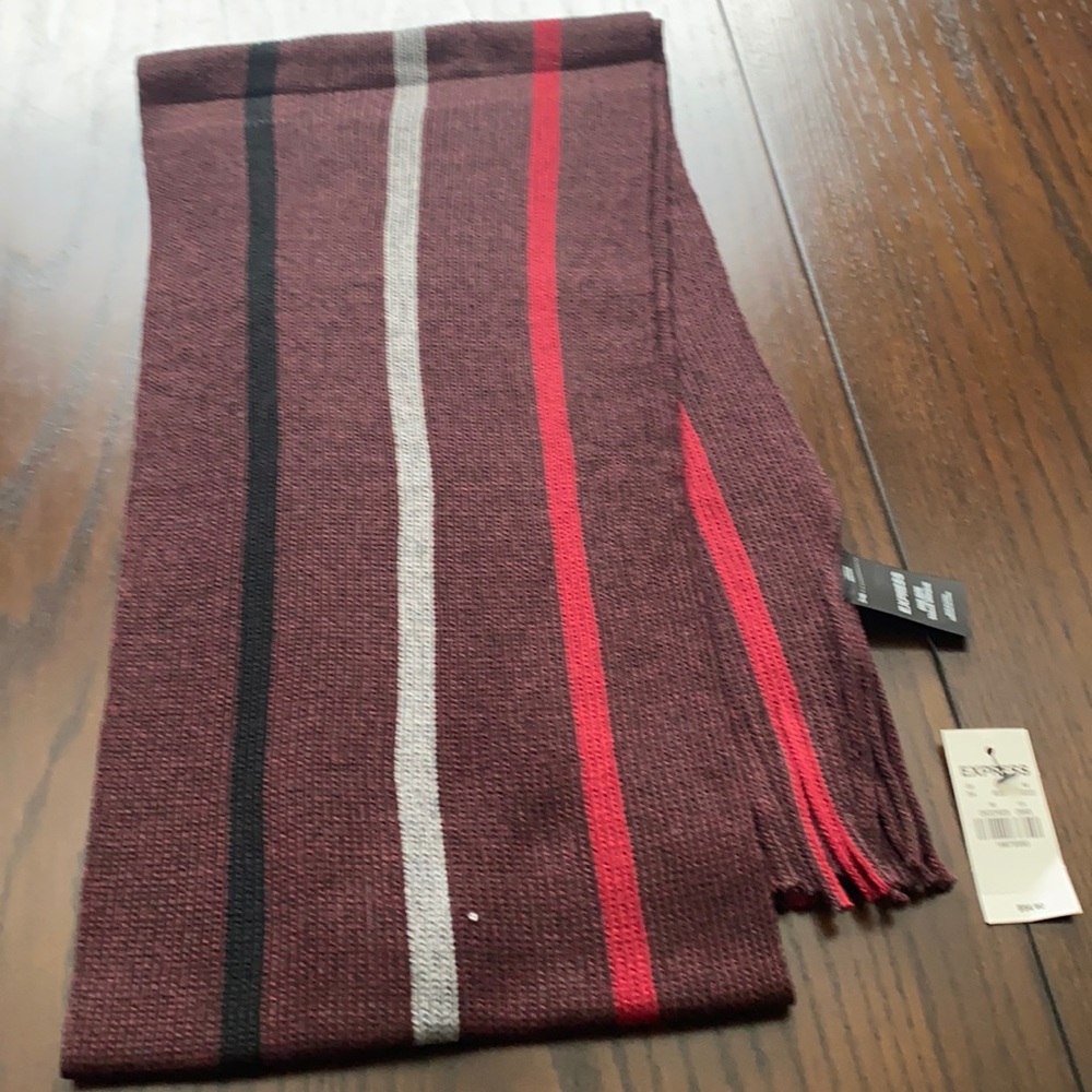 Red grey and black scarf Express
